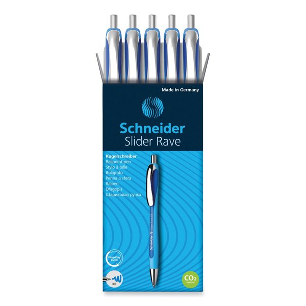 Schneider Electric Rave XB Ballpoint Pen, Retractable, Extra-Bold 1.4 mm, Blue Ink, Blue/Blue Barrel 132503